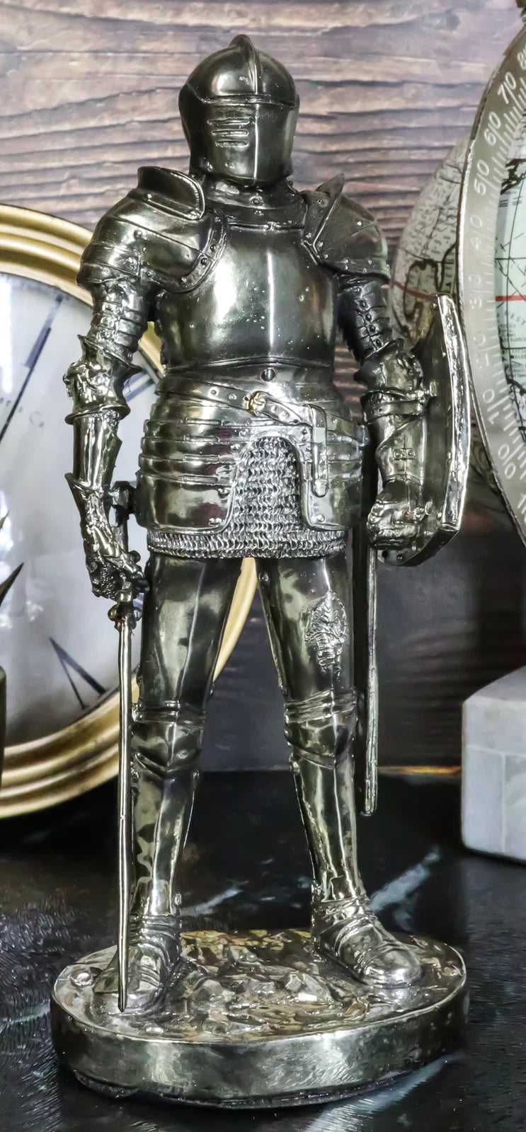 Estatua de armadura medieval de 18 cm de alto, espadachín valiente, caballero corazón de león.-9
