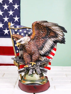 Bald Eagle With Crossed Rifles Soldier Helmet By Star Spangled US Flag Figurine-6