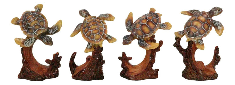 Marine Life Sea Turtles Swimming Under The Sea Reefs Collectible Figurines Set-8