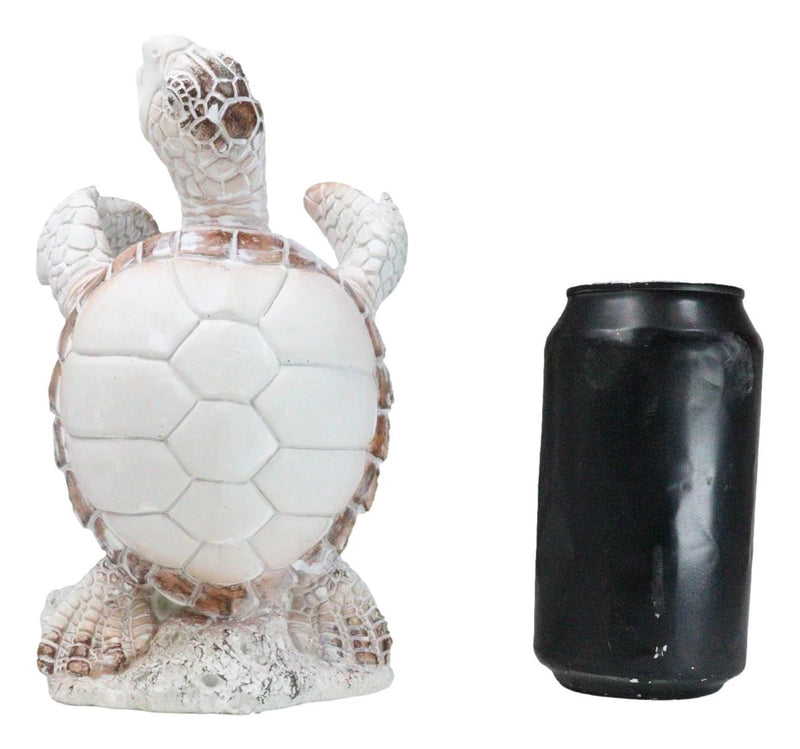 Nautical Marine Distressed Antique White Sea Turtle Wine Bottle Holder Figurine-9