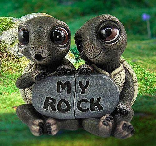 Figuras de pareja de tortugas románticas y amorosas náuticas "My Rock" (juego de 2 piezas)-1