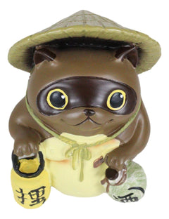 Auspicious Japanese Tanuki Raccoon Dog With Lantern And Sake Figurine Danuki-7