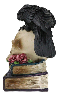 Raven Crow Perching On Skull With LED Eyes And Spell Books Of Prophecy Figurine-8