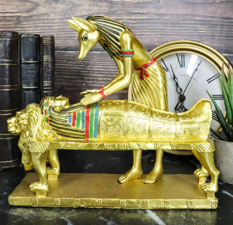 Ancient Egyptian God Of The Dead Golden Anubis Embalming Pharaoh Mummy Statue-1