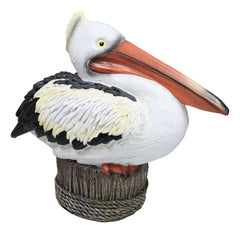 Coastal Marine Great White Pelican Sea Bird Perching On Getty Post Figurine-7