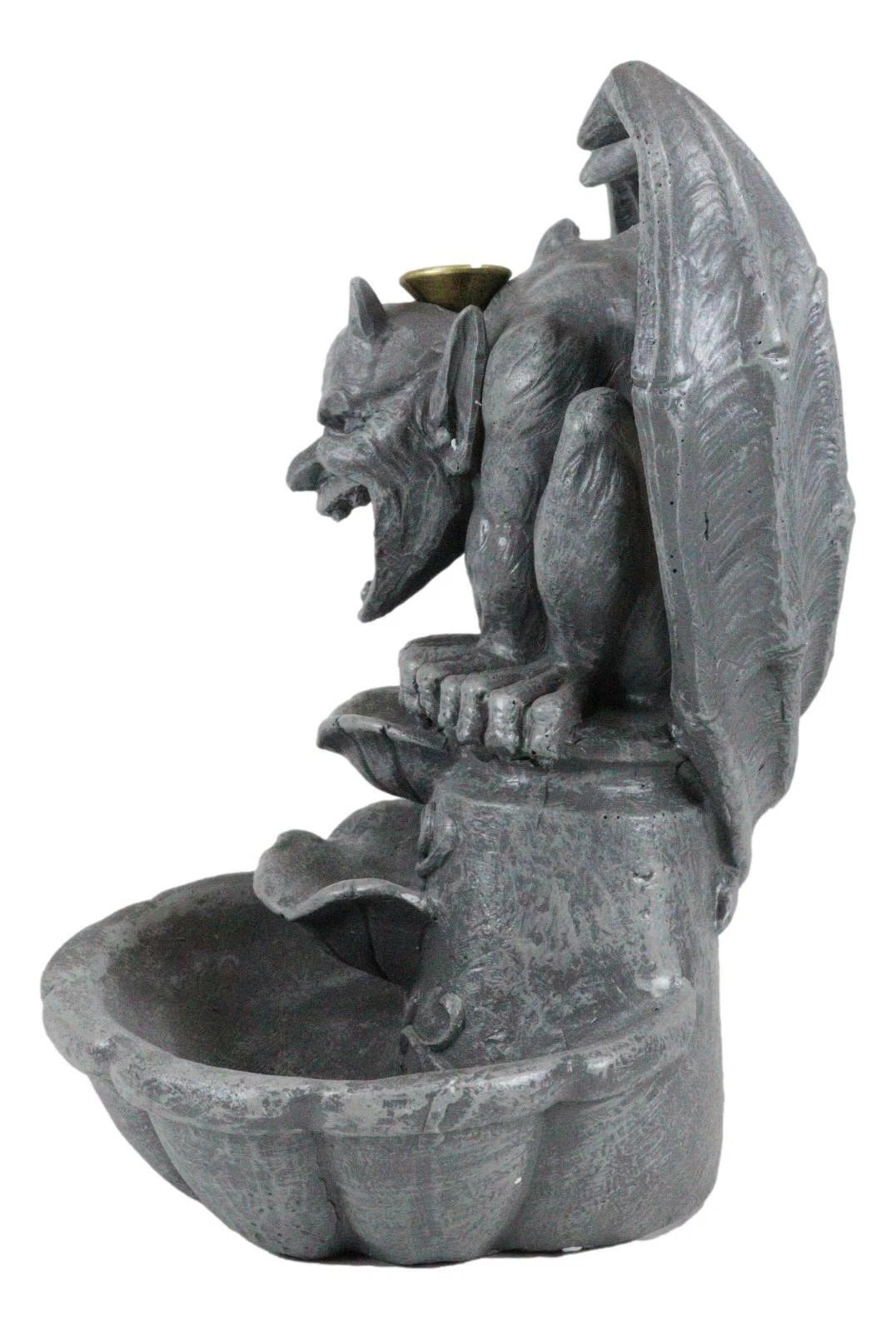 Gothic Chimera Gargoyle On Fountain Pedestal Backflow Incense Cone Burner Decor-8