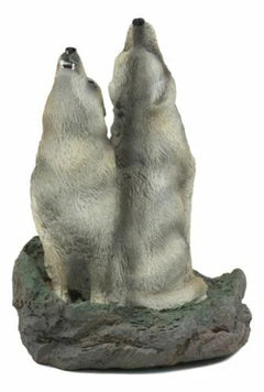 Howling Twin Gray Wolves Incense Burner Figurine 5.5 Inch Tall-8