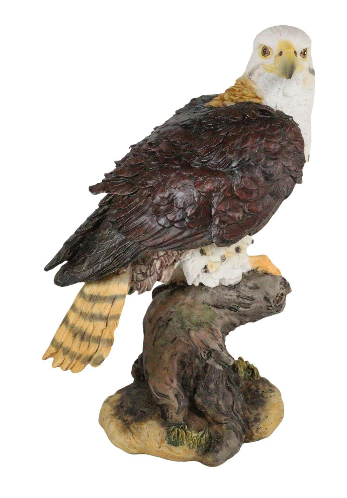 Wildlife Bald Eagle On Tree Stump Statue Birds Of Prey Figurine 10"H-8