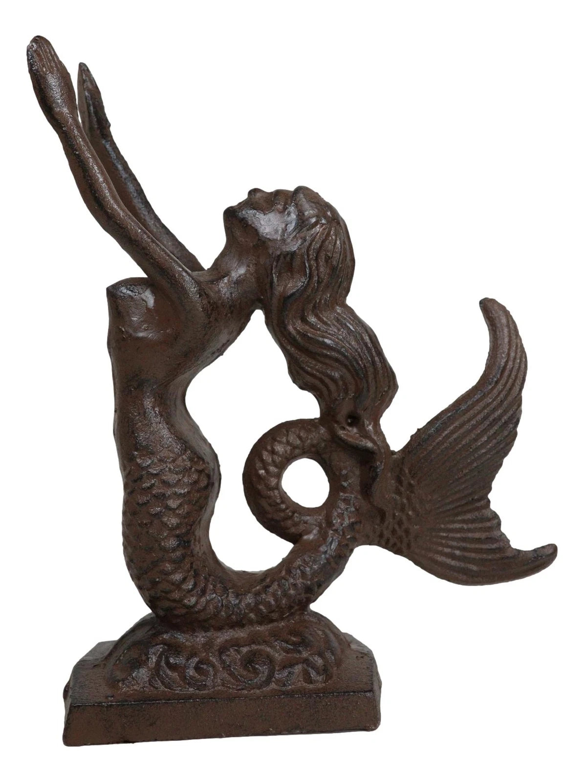 Cast Iron Rustic Nautical Siren Mermaid With Curling Tail Door Stopper Doorstop-9