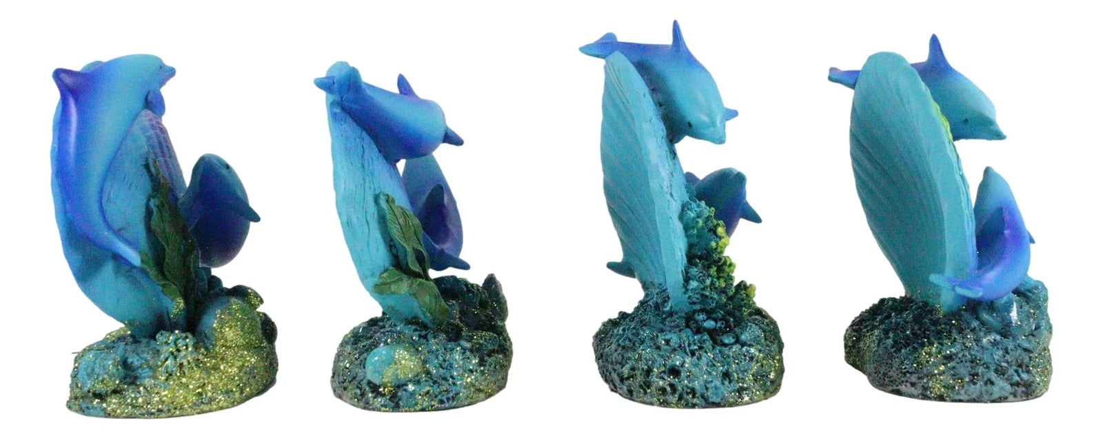Nautical Ocean Marine Reef Swimming Dolphins Fish W/ Clams Mini Figurines-6