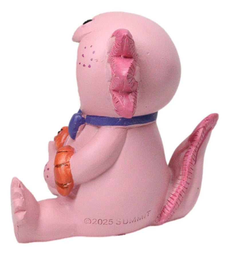 Furrybones Cute Pink Loti The Axolotl Holding Worm Skeleton Figurine Furry Bones-8