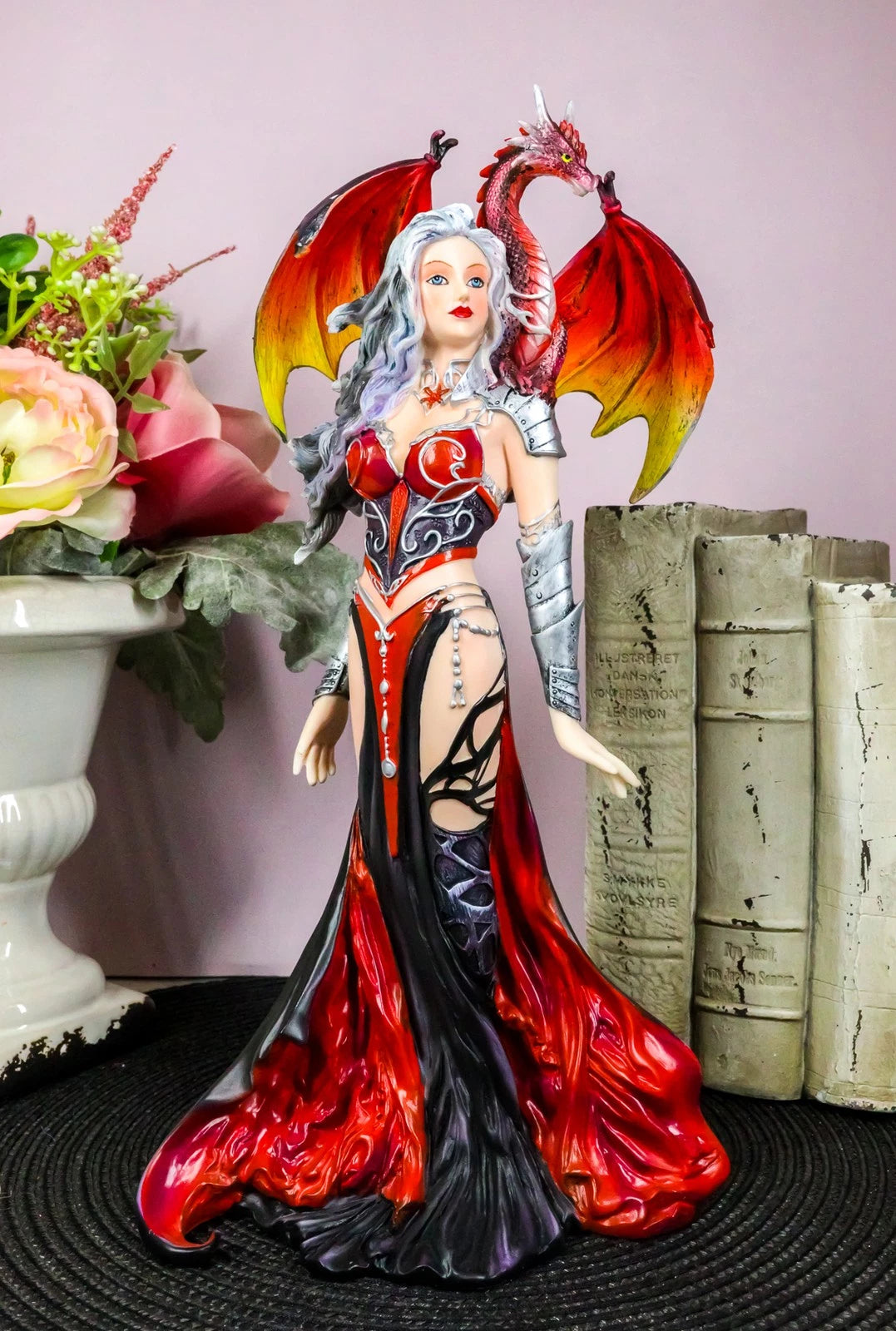 Nene Thomas Red Fire Dragon Witch Statue 12"H Queen Of Shadows Severeielle Decor-1