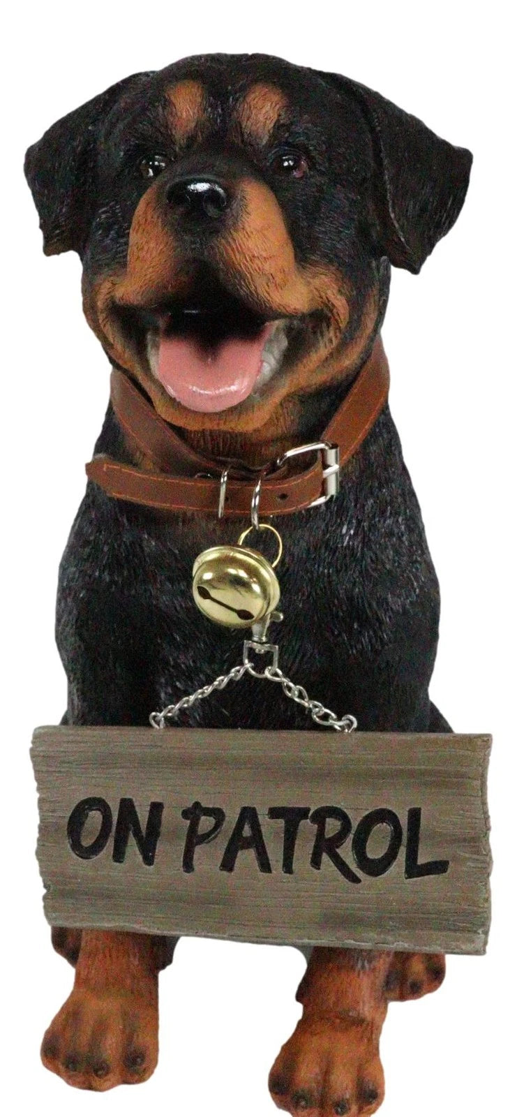 Guest Welcome Realistic Rottweiler Dog With Jingle Collar Sign Decor Statue 13"H-10