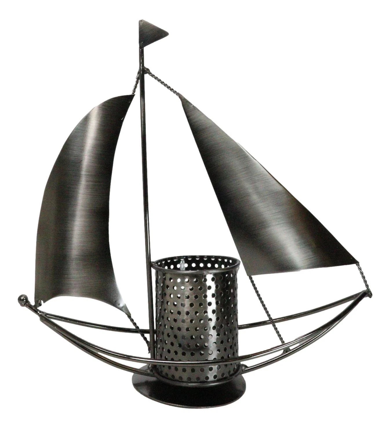 Nautical Ocean Sailboat Hand Made Steel Metal Office Stationery Organizer Holder-9