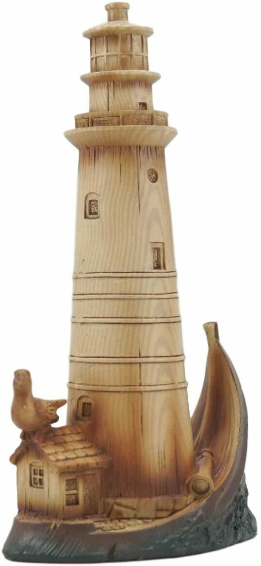 9"H Nautical Lighthouse On A Giant Boat Deck with A Seagull Statue-6