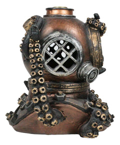 Marine Octopus Kraken Steampunk Divers Helmet With Skull Incense Cone Burner-8