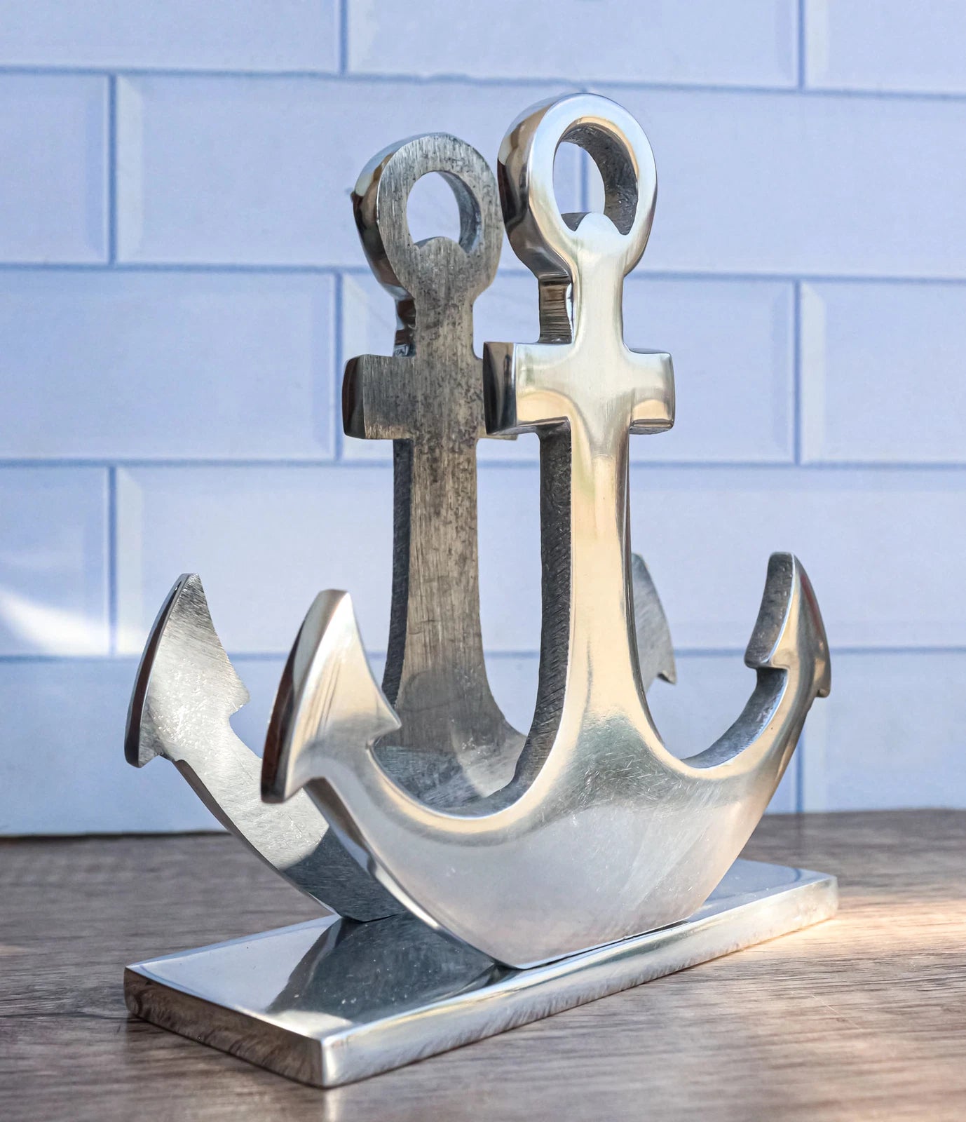 Aluminum Sailor Marine Sea Ship Anchor Decorative Paper Napkin Holder Sculpture-1