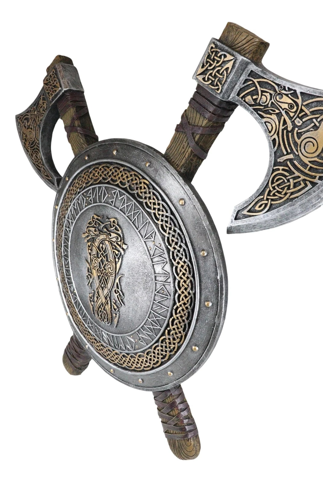 Viking Warrior Coat of Arms Ragnar Serpent Shield With Crossed Axes Plaque-9