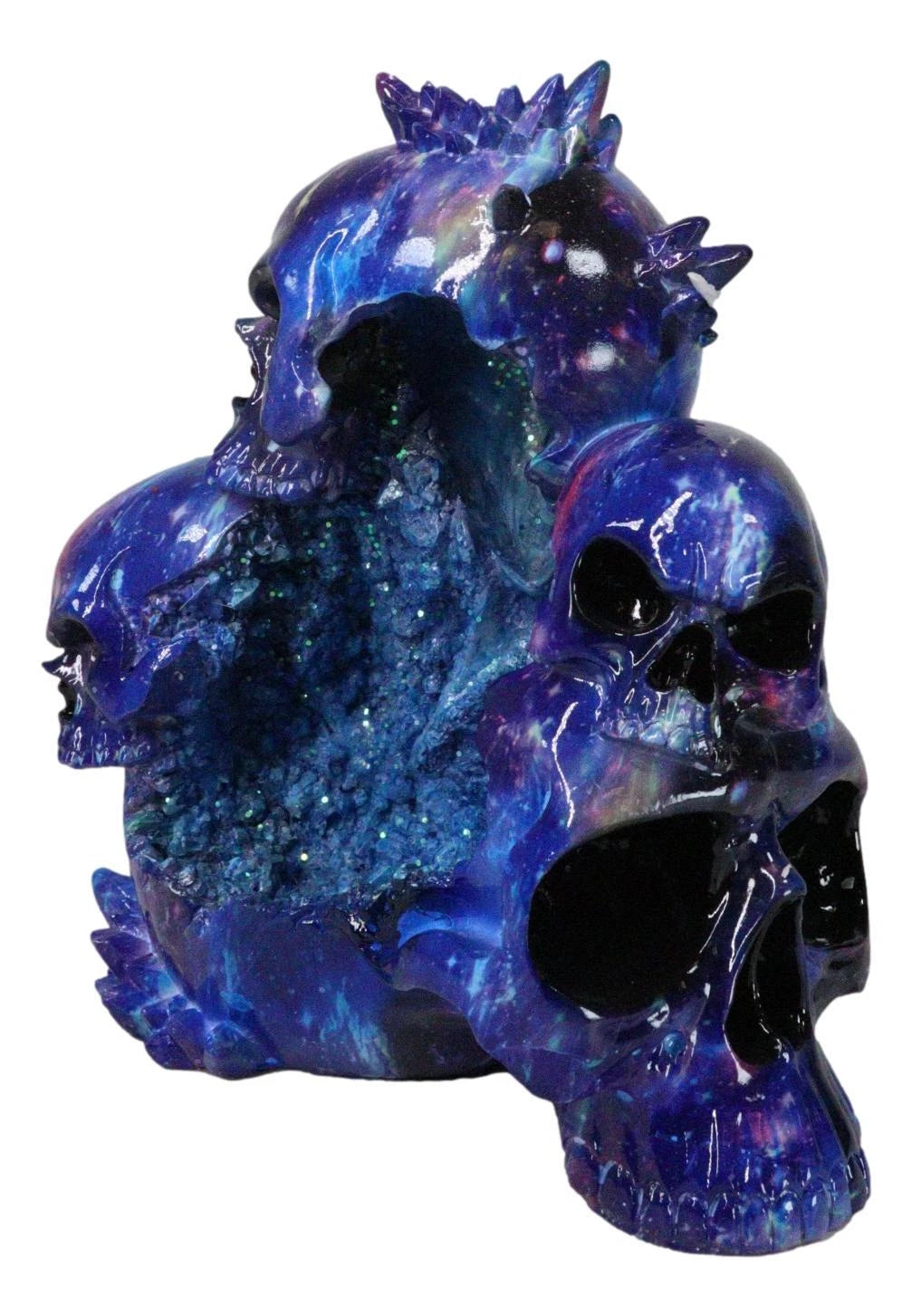 Blue Gothic 3 Ghastly Skulls LED Death Mountain Cavern Backflow Incense Burner-9