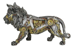 Steampunk Pressure Valve Bionic Geared Cyborg Lion King Prowling Figurine-9
