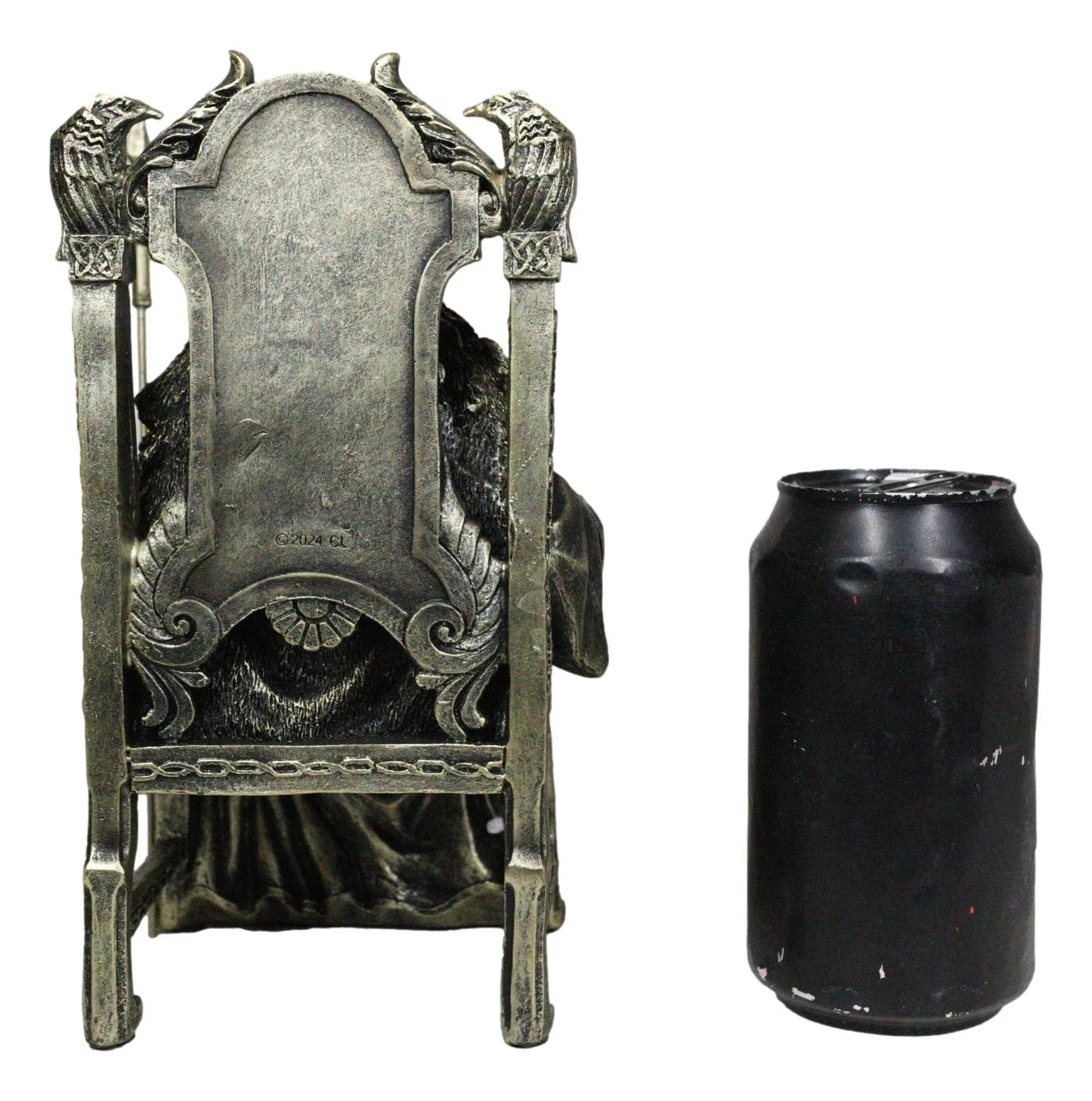 Norse Viking Odin The Alfather Sitting On A Throne with Raven Spear Statue-6