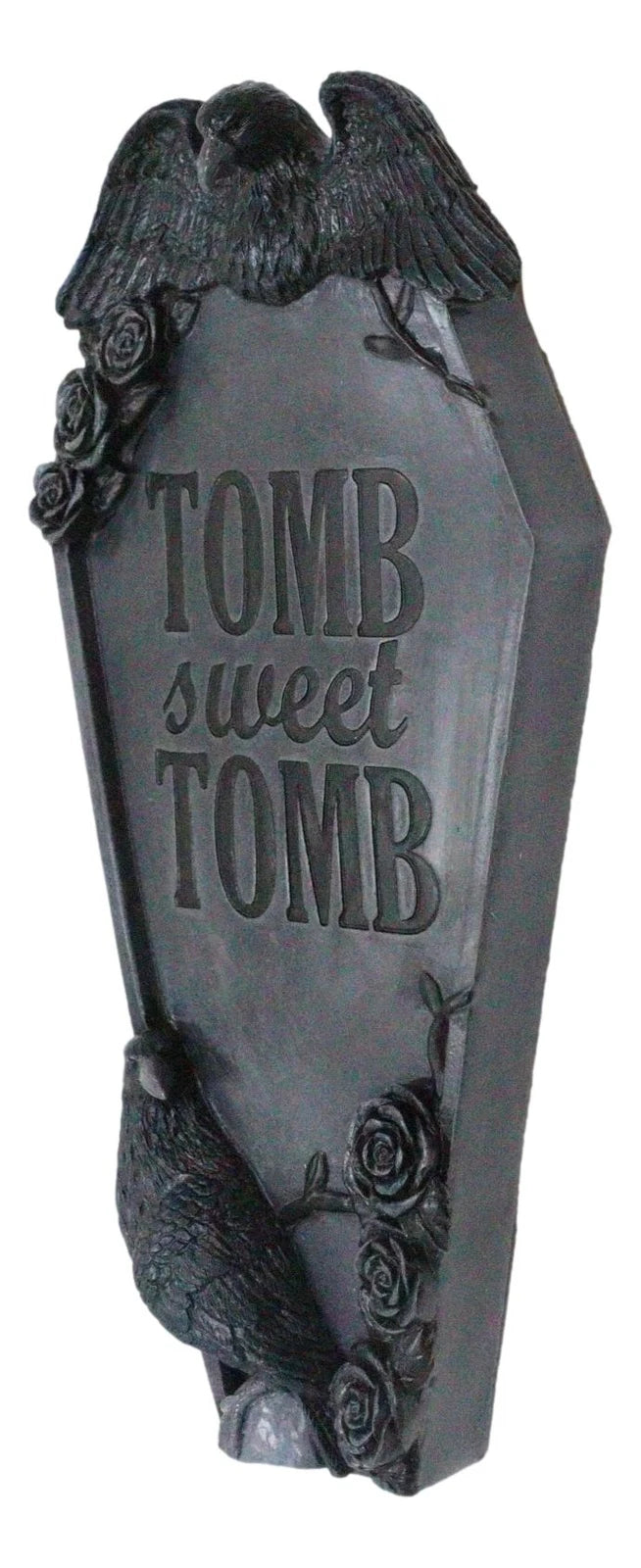 Gothic Raven Crows On Graveyard Tomb Coffin Headstone Black Roses Wall Decor-8