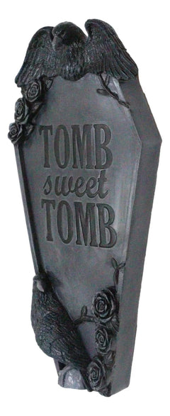 Gothic Raven Crows On Graveyard Tomb Coffin Headstone Black Roses Wall Decor-8