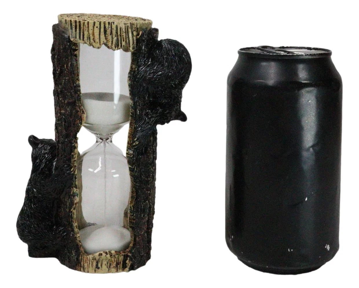 Rustic Adorable Forest Black Bear Cubs Climbing On Tree Sand Timer Figurine-5