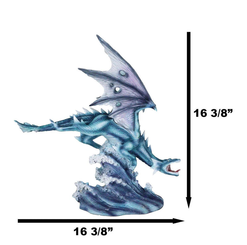 Large Flying Sea Dragon Statue 16.5"Long Mythical Fantasy Ocean Dragon Lord-9