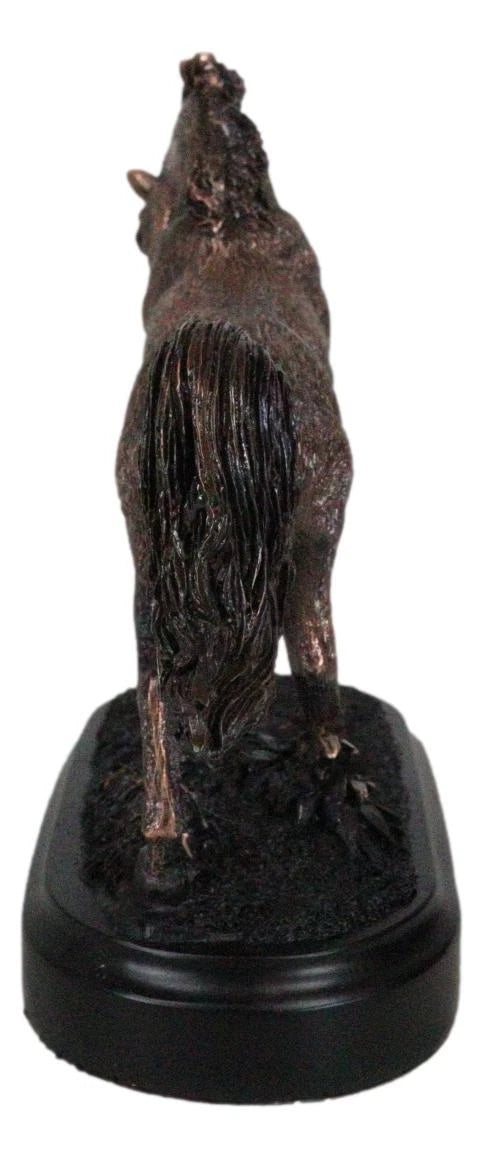 Rustic Western Country Stallion Horse Textured Bronze Resin Figurine With Base-7