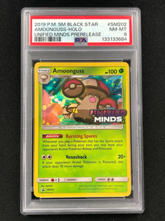 Pokemon 2019 Amoonguss Holo Stamped SM202 Black Star PSA 8-1