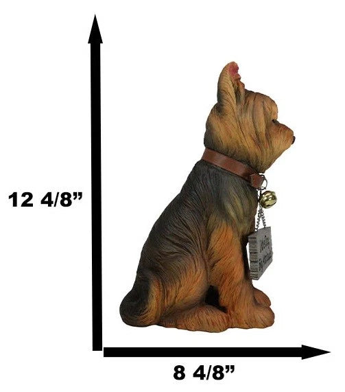 Yorkie Dog Garden Statue 12.5"H Yorkshire Terrier Welcome Figurine Jingle Collar-7