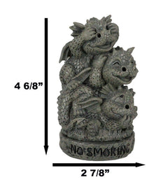 No Smoking See Hear Speak No Evil Whimsical Dragons Backflow Incense Burner-6