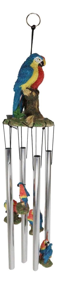 Red and Blue Scarlet Macaw Parrots Couple Resonant Relaxing Wind Chime Patio-10