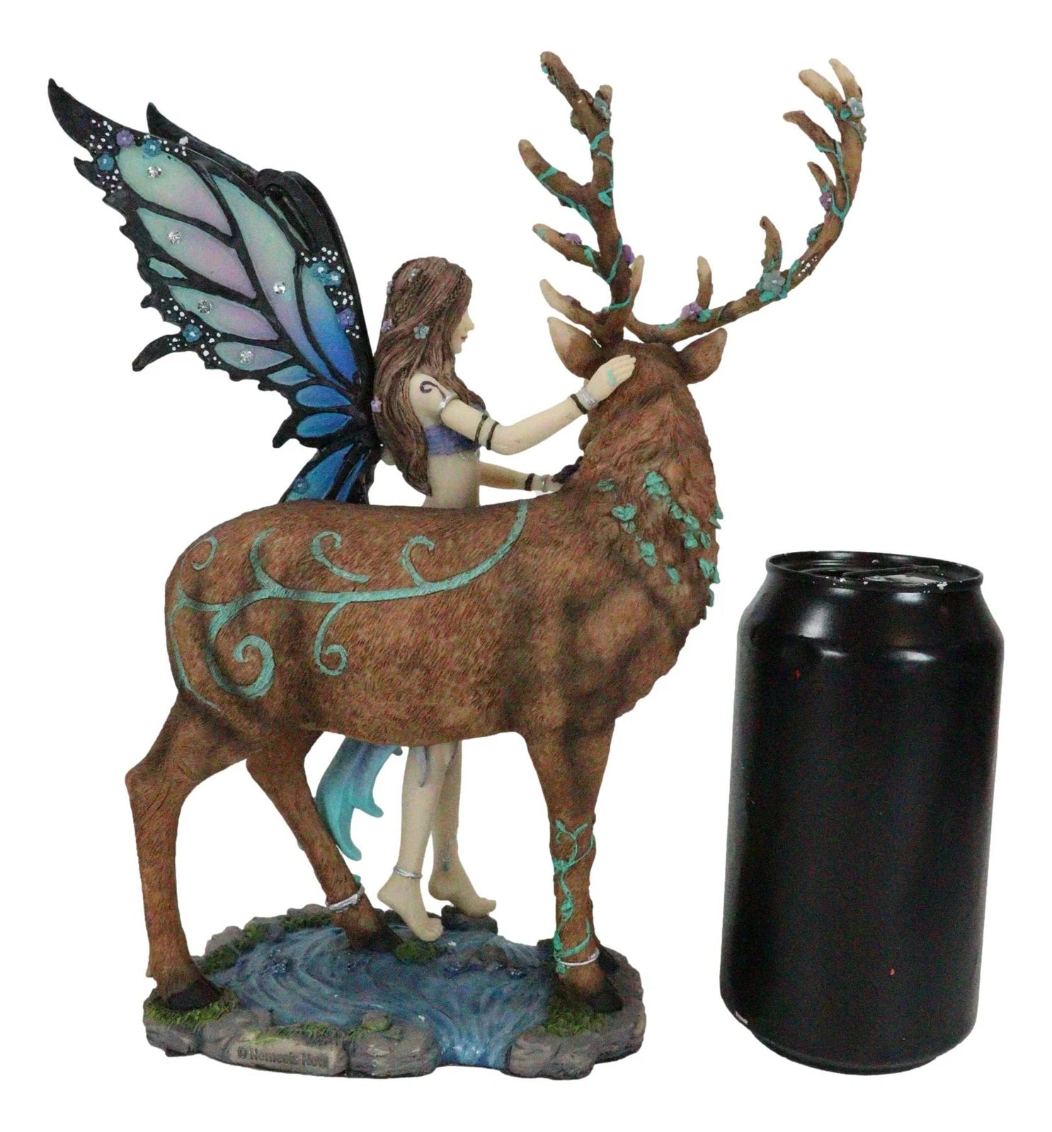 Butterfly Fairy With Stag Figurine Enchanted Forest Faerie Avalon & Emperor Deer-9