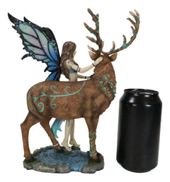 Butterfly Fairy With Stag Figurine Enchanted Forest Faerie Avalon & Emperor Deer-9