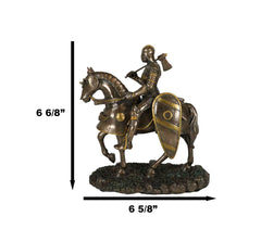 Medieval Suit Of Armor Knight With Large Shield And Axe On Horse Figurine-6