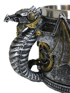 Silver Surfer Steampunk Cyborg Robotic Dragon Jarra de cerveza Jarra Taza de café-8