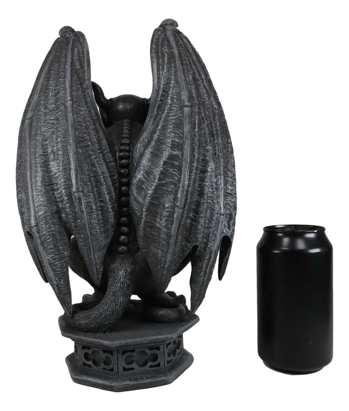 Gothic Gargoyle Statue, Horned Bulldog Figurine 12"H for Home Decor, Garden, Patio, Mantle Display, Crouching on Pedestal, Winged Fantasy Sculpture, Collector Gift-6