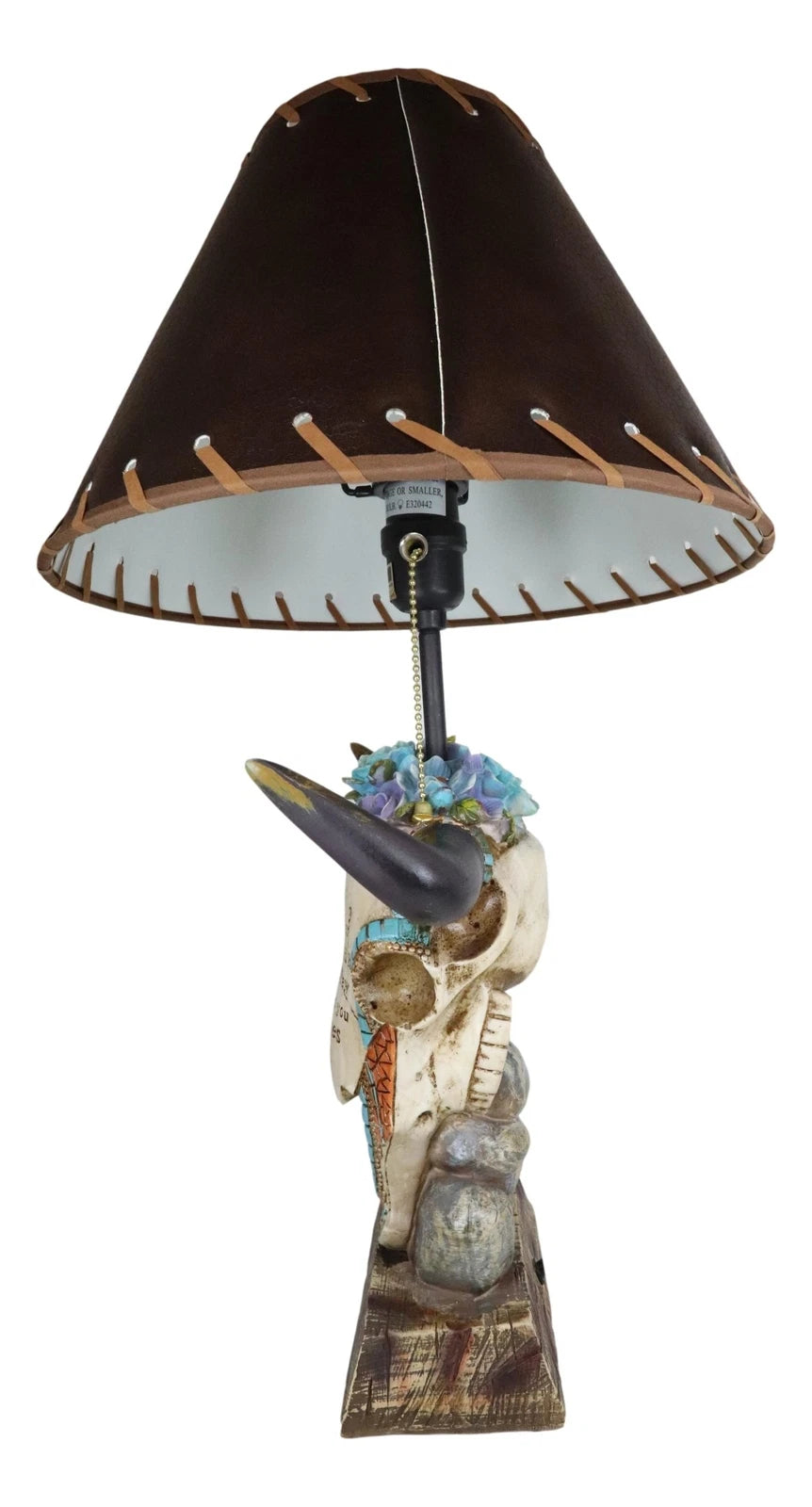 Lámpara de mesa con calavera de vaca de vaquero occidental y suculentas florales con versículo bíblico-8