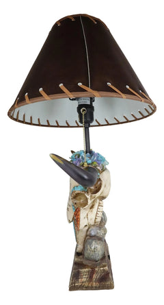 Lámpara de mesa con calavera de vaca de vaquero occidental y suculentas florales con versículo bíblico-8