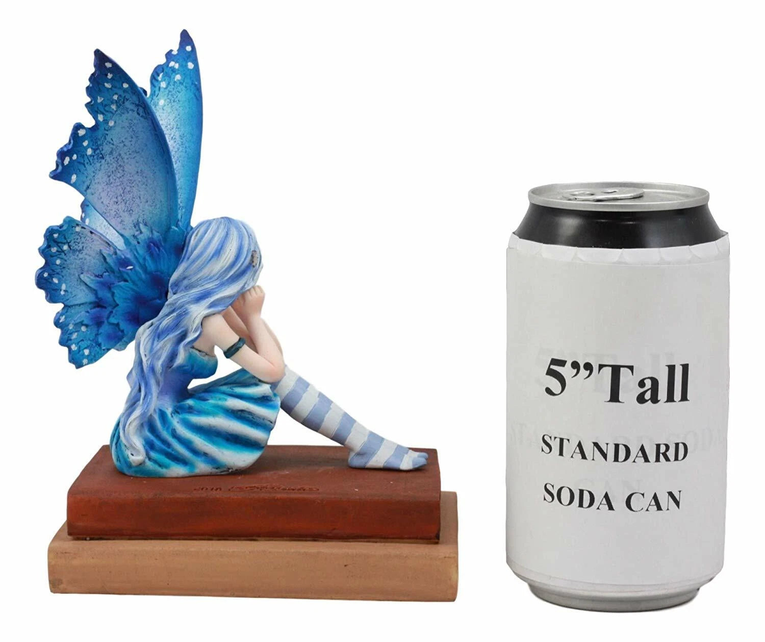 Amy Brown Pretty Blue Moon Scholar Book Muse Fairy Statue 6.5"H Fantasy-6