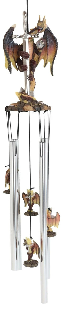 Excalibur Sword Fire Night Dragon Resonant Relaxing Wind Chime Garden Patio-5