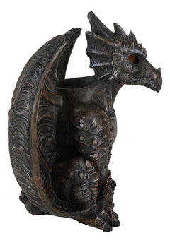 Gothic Winged Dragon Guard Gargoyle With Translucent Eyes Candle Holder Figurine-8