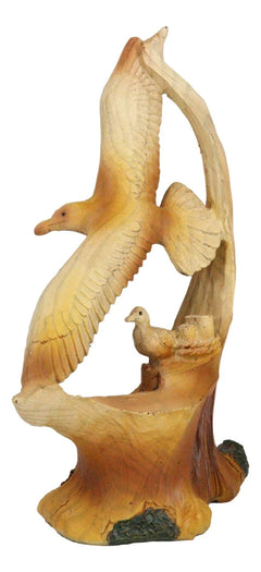 Lifelike Patriotic American Bald Eagle with Eaglets in Nest Faux Wood Figurine-7