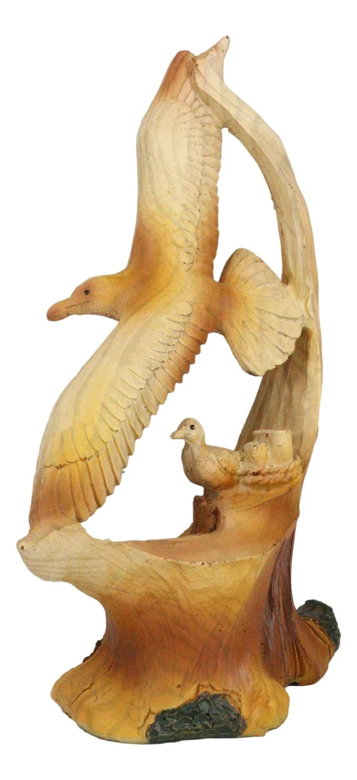 Lifelike Patriotic American Bald Eagle with Eaglets in Nest Faux Wood Figurine-7