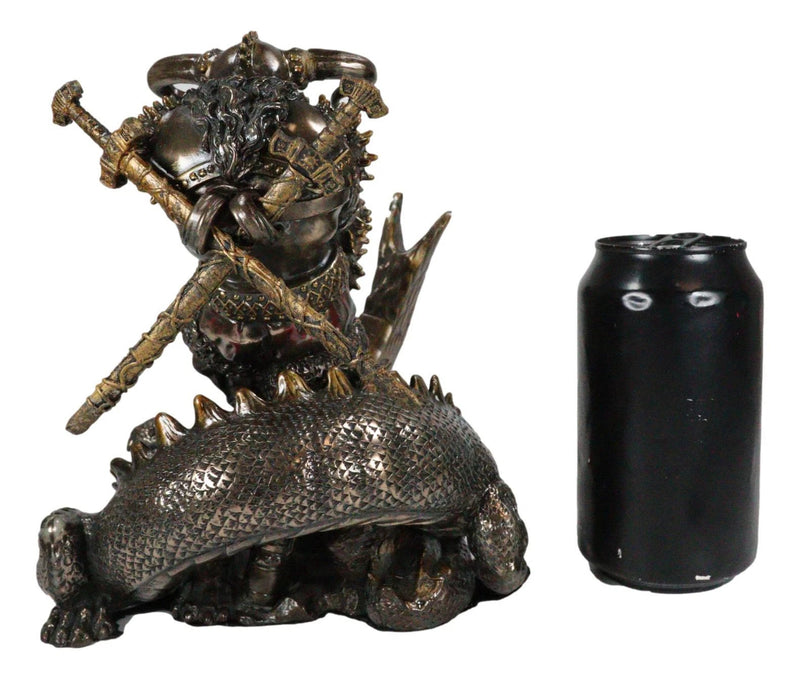 Thor Ragnarok Figurine Norse Donar Slaying Midgard Dragon With Mjolnir Hammer-9
