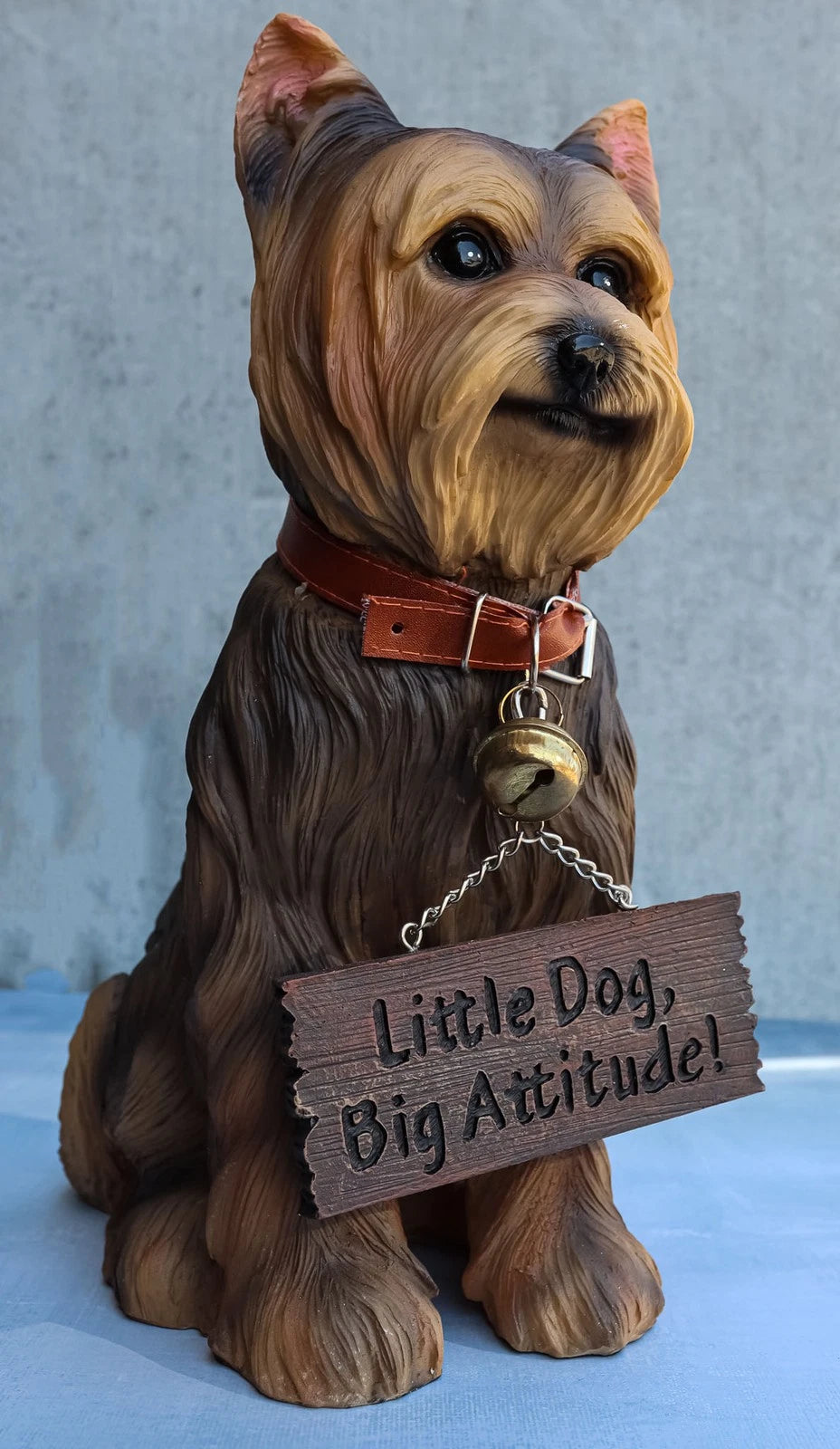 Yorkie Dog Garden Statue 12.5"H Yorkshire Terrier Welcome Figurine Jingle Collar-8