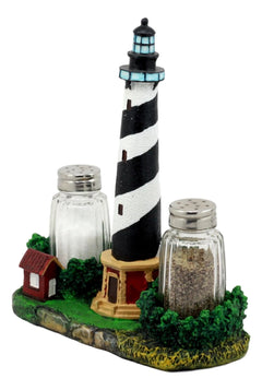 Scenic Cape Hatteras Lighthouse Salt And Pepper Shakers Holder 8"H-5