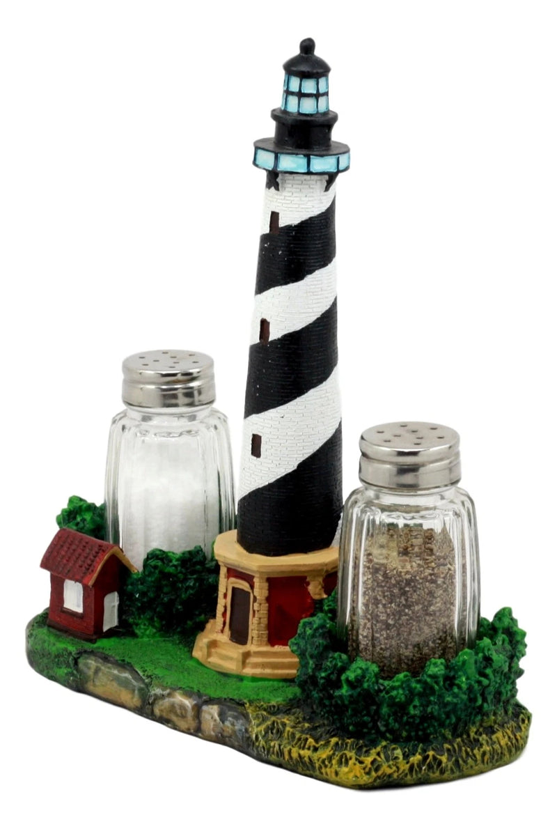Scenic Cape Hatteras Lighthouse Salt And Pepper Shakers Holder 8"H-5